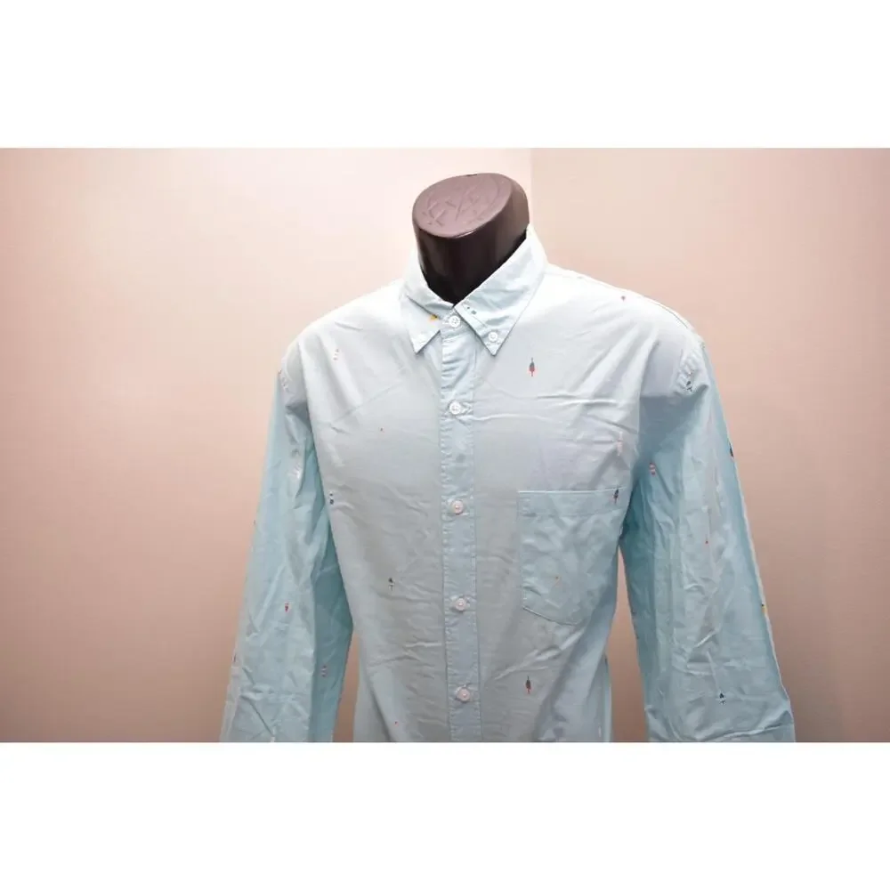 J Crew Dress Shirt Slim Fit Blue Long Sleeve Button Up‎ Mens Size Large